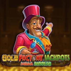 Gold Factory Jackpots Mega Moolah by Aurum Signature Studios, showcased at nomaspinonline.com – game logo