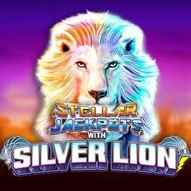 Stellar Jackpots with Silver Lion online game logo by Lightning Box Game on nomaspinonline.com